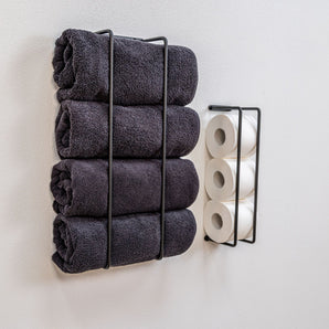håndklæde- og toiletpapirsholder, sort