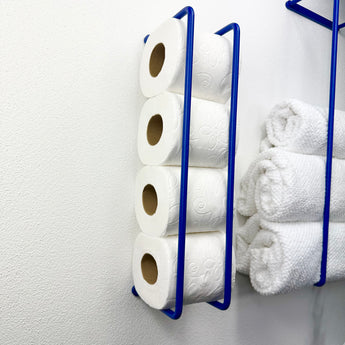 toiletpapirs- og håndklædeholder, blå