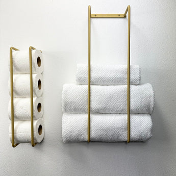 toiletpapirs- og håndklædeholder, guld
