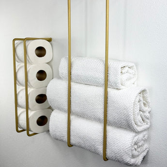 toiletpapirs- og håndklædeholder, guld
